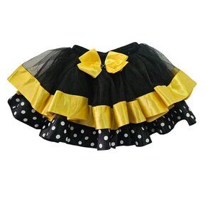 Wenchoice Black Yellow Bumble Bee Polka dot Ribbon Tutu Skirt Girls S NEW